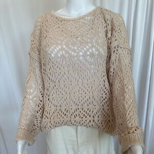 CES FEMME Women’s Open Crochet Knit Sweater - Medium